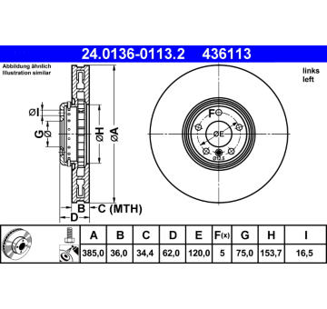 Brzdový kotouč ATE 24.0136-0113.2