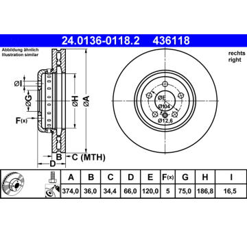 Brzdový kotouč ATE 24.0136-0118.2