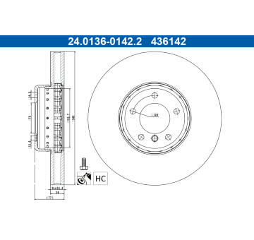 Brzdový kotúč ATE 24.0136-0142.2