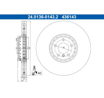 Brzdový kotúč ATE 24.0136-0143.2