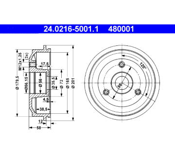 Brzdový buben ATE 24.0216-5001.1