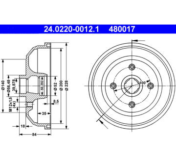 Brzdový buben ATE 24.0220-0012.1
