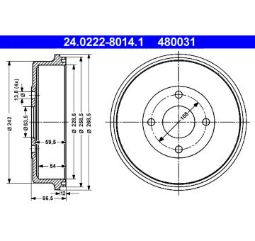 Brzdový buben ATE 24.0222-8014.1