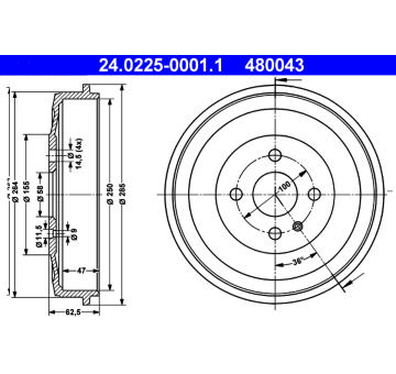 Brzdový buben ATE 24.0225-0001.1