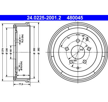 Brzdový buben ATE 24.0225-2001.2