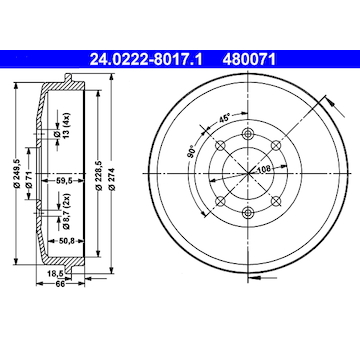 Brzdový buben ATE 24.0222-8017.1