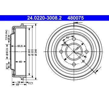 Brzdový buben ATE 24.0220-3008.2