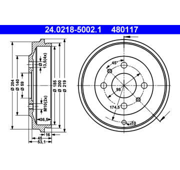 Brzdový buben ATE 24.0218-5002.1