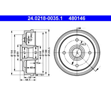 Brzdový buben ATE 24.0218-0035.1