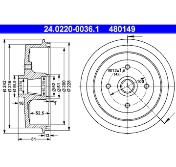 Brzdový buben ATE 24.0220-0036.1
