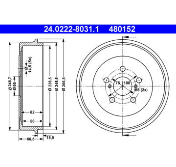 Brzdový buben ATE 24.0222-8031.1