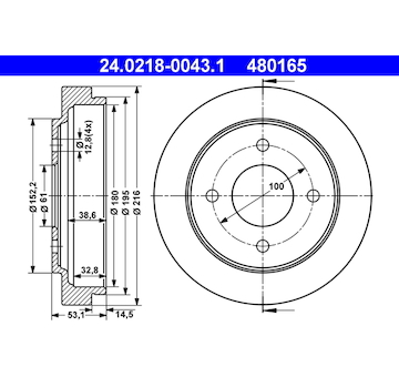 Brzdový buben ATE 24.0218-0043.1