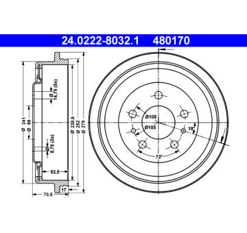 Brzdový buben ATE 24.0222-8032.1