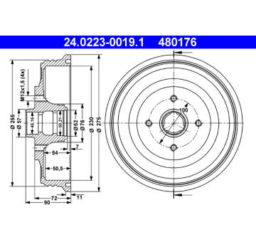 Brzdový buben ATE 24.0223-0019.1