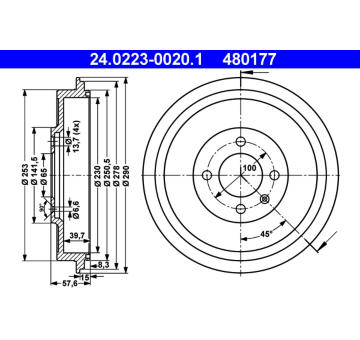 Brzdový buben ATE 24.0223-0020.1