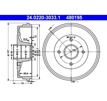 Brzdový buben ATE 24.0220-3033.1