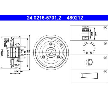 Brzdový buben ATE 24.0216-5701.2