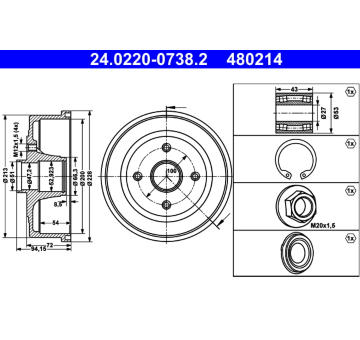 Brzdový buben ATE 24.0220-0738.2