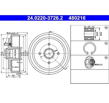 Brzdový buben ATE 24.0220-3726.2