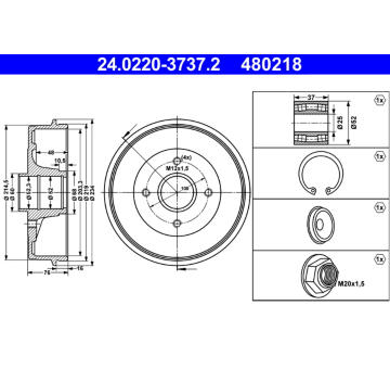 Brzdový buben ATE 24.0220-3737.2