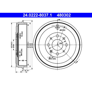 Brzdový buben ATE 24.0222-8037.1