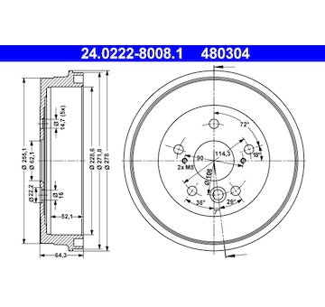 Brzdový buben ATE 24.0222-8008.1