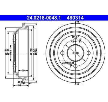 Brzdový buben ATE 24.0218-0048.1