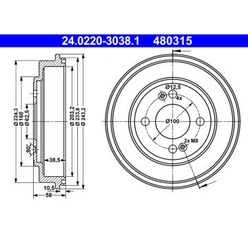 Brzdový buben ATE 24.0220-3038.1