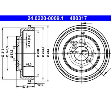 Brzdový buben ATE 24.0220-0009.1