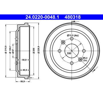 Brzdový buben ATE 24.0220-0048.1