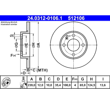 Brzdový kotouč ATE 24.0312-0106.1