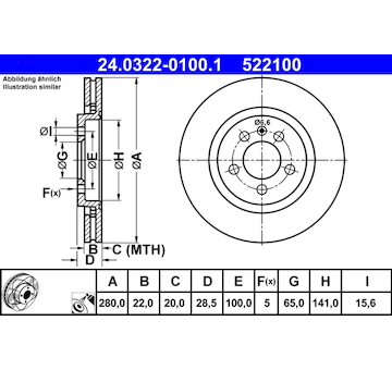 Brzdový kotouč ATE 24.0322-0100.1