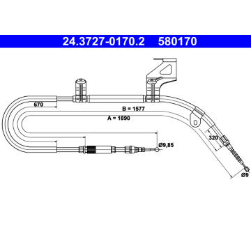 Tažné lanko, parkovací brzda ATE 24.3727-0170.2