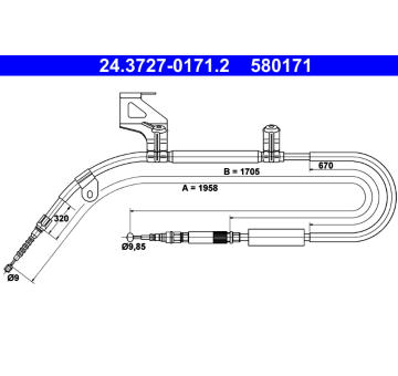 Tažné lanko, parkovací brzda ATE 24.3727-0171.2
