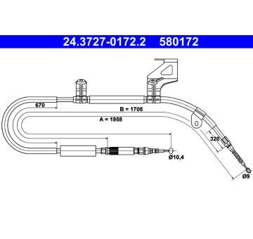 Tažné lanko, parkovací brzda ATE 24.3727-0172.2