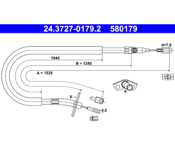 Tažné lanko, parkovací brzda ATE 24.3727-0179.2