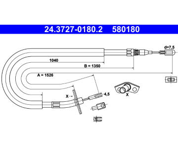 Tažné lanko, parkovací brzda ATE 24.3727-0180.2