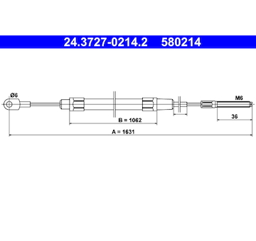 Tažné lanko, parkovací brzda ATE 24.3727-0214.2