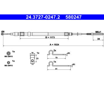 Tažné lanko, parkovací brzda ATE 24.3727-0247.2