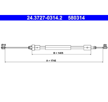 Tažné lanko, parkovací brzda ATE 24.3727-0314.2