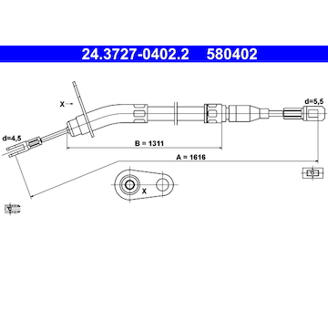 Tažné lanko, parkovací brzda ATE 24.3727-0402.2