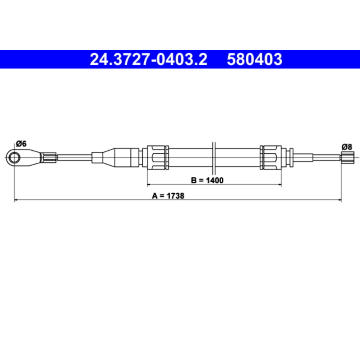 Tažné lanko, parkovací brzda ATE 24.3727-0403.2