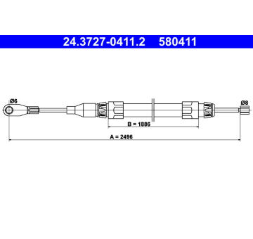 Tažné lanko, parkovací brzda ATE 24.3727-0411.2