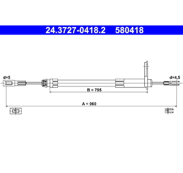 Tažné lanko, parkovací brzda ATE 24.3727-0418.2