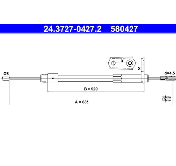 Tažné lanko, parkovací brzda ATE 24.3727-0427.2
