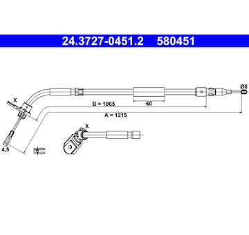 Tažné lanko, parkovací brzda ATE 24.3727-0451.2