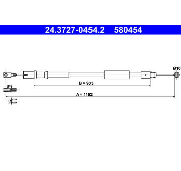 Tažné lanko, parkovací brzda ATE 24.3727-0454.2