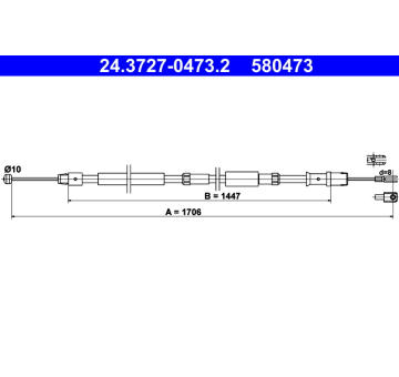 Tažné lanko, parkovací brzda ATE 24.3727-0473.2