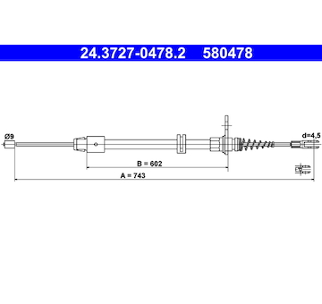 Tažné lanko, parkovací brzda ATE 24.3727-0478.2