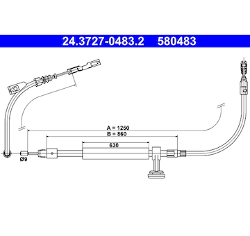 Tažné lanko, parkovací brzda ATE 24.3727-0483.2
